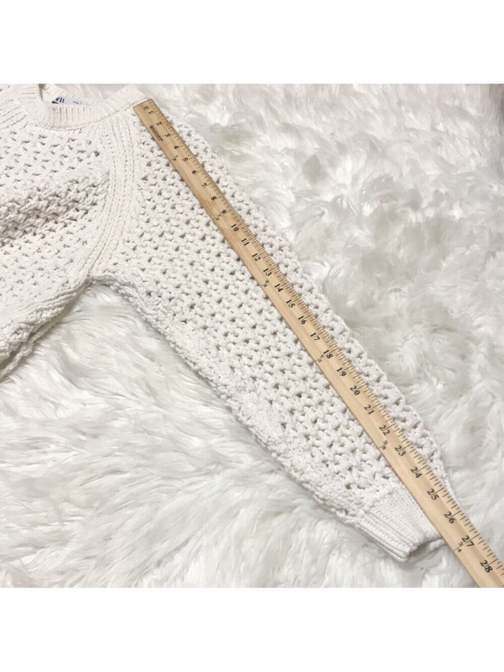 ZARA OPEN BACK White CROPPED SWEATER SZ MEDIUM - Picture 10 of 11
